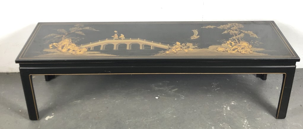 Black lacquered and Chinoiserie low table (1 of 5)