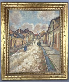 European Street Scene - Oil on Canvas