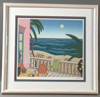 Thomas McKnight Palm Beach Suite: Thomas McKnight Palm Beach Suite Lithograph Signed (LR) Numbered 144/200 Sight: 18 1/2"w x 17"h Condition: Minor scratches to frame