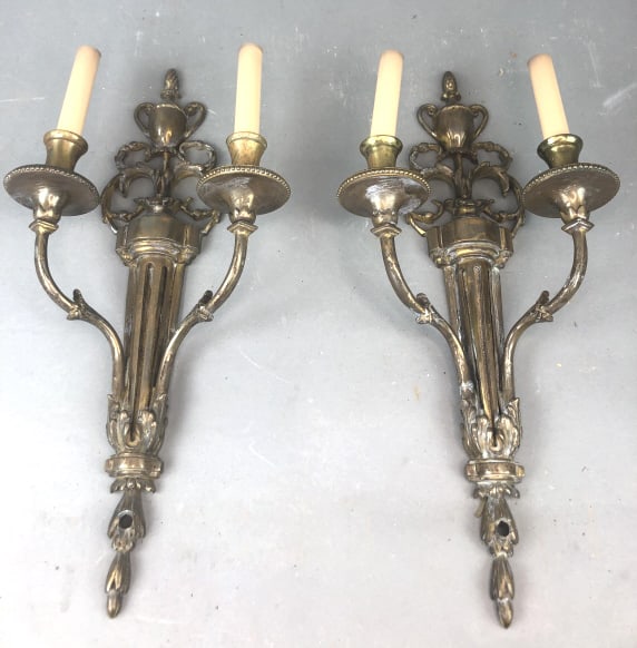 Pair of Caldwell Signed Bronze Sconces (1 of 6)
