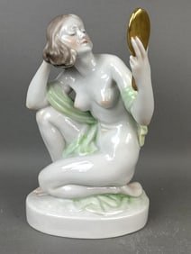 Herend Porcelain Figure of Lady Looking in Mirror