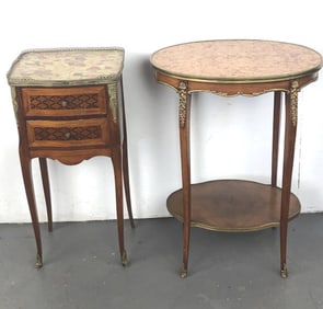 Louis XV Style Marble Top Side Table