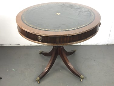 Georgian Style Mahogany & Leather Top Drum Table