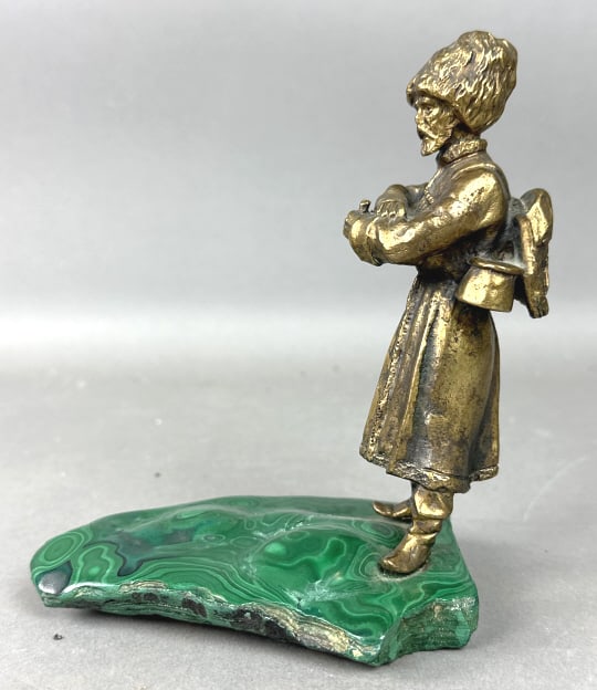 Miniature Bronze of Russian Cossack on Malachite (1 of 8)
