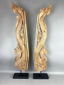 Pair of Thai Wood Carvings on Bases