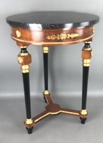 Empire Style Fruitwood  & Marble Top Side Table