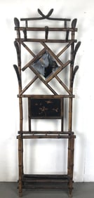 Bamboo Hall Tree with  Beveled Glass Mirror
