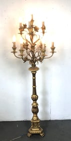 Baroque Style Gilt Wood Candelabra