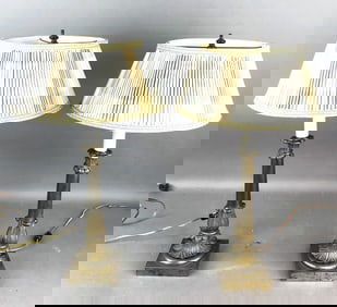 Pair of Neoclassical Bronze Lamps