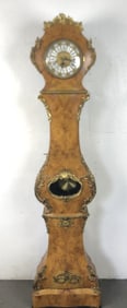 Louis XV Burl Wood Tall Case Clock