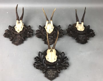 Group of Four Black Forest Mounted Antlers