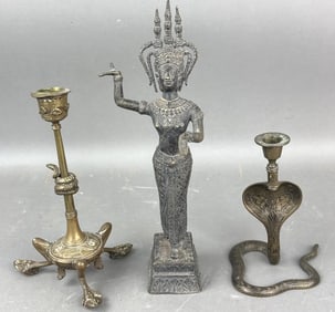 2 Indian Candlestick Holders