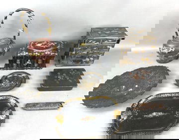 Group of Lacquered Paper Mache  Articles