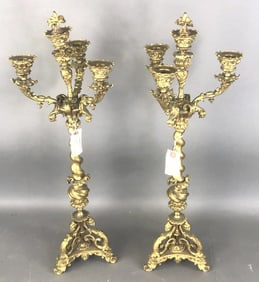 Pair of 19th C. Bronze Candelabra
