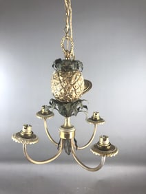 Brass Pineapple Decorated Chandelier