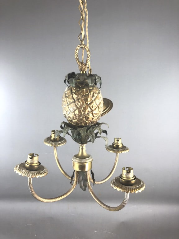 Brass Pineapple Decorated Chandelier (1 of 5)