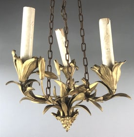 Bronze Floral 3 Light Chandelier