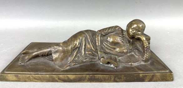 Chinese Signed Bronze - Woman Reading
