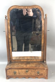 Queen Anne Burl Wood Table Mirror