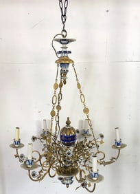 Porcelain & Metal 6 Arm Chandelier