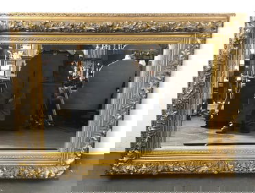 Giltwood and Gesso Beveled Mirror