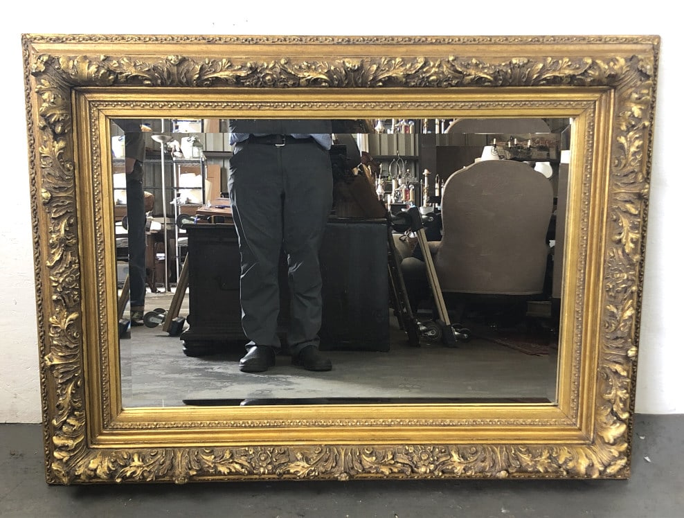 Giltwood and Gesso Beveled Mirror (1 of 5)