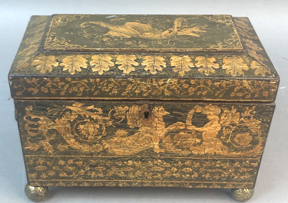Regency Pen Work Tea Caddy (1 of 7)
