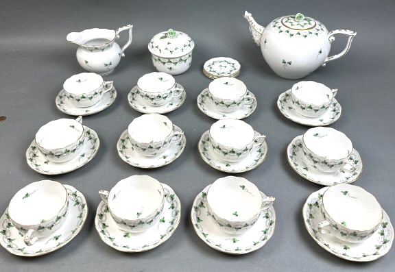 31 Piece Herend Green Clover Tea Set - 'Persil' (1 of 11)