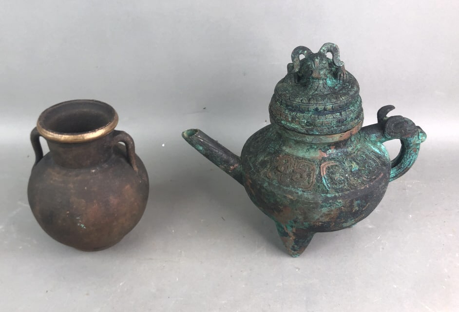 Asian Metal Tea Pots & Ceramic Jar (1 of 8)