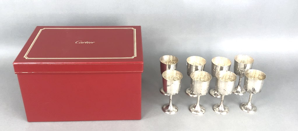 Set of Eight Cartier Sterling Goblets (1 of 6)