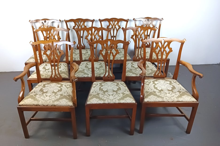 Set of Ten Georgian Style Mahogany Dining Chairs (1 of 7)