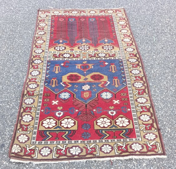 Northern Tribal Rug: Northern Tribal Rug 6' 6" x 3' 9" Condition: Some wear to fringe.
