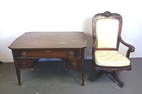 Highly Carved Mahogany Desk Chair and Desk