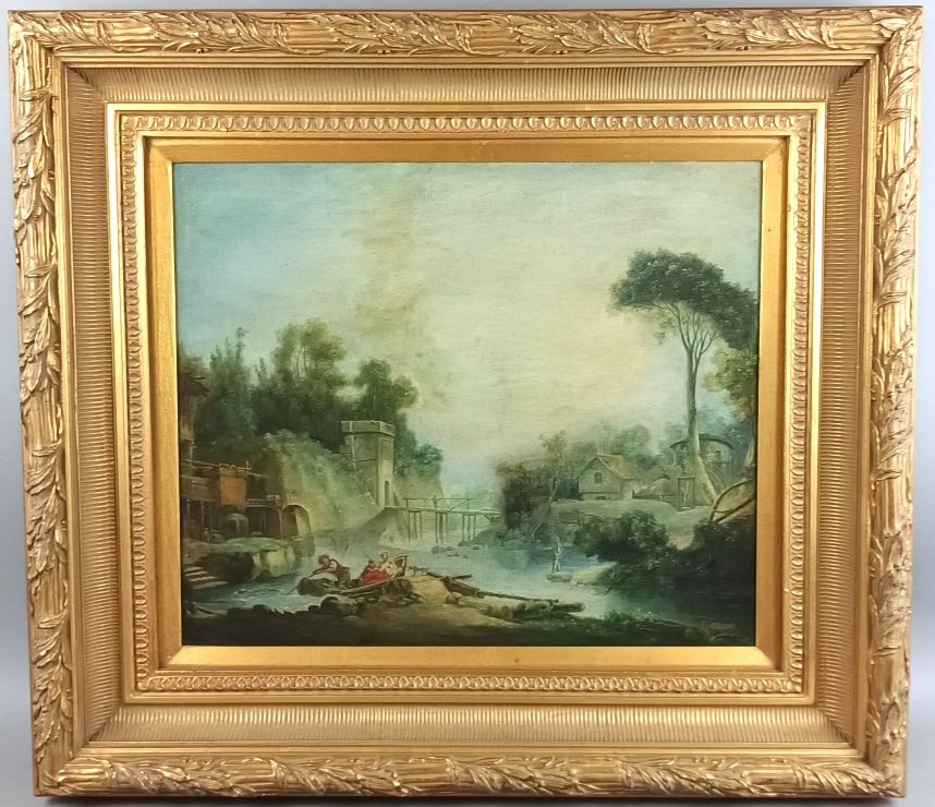 River Fishing Scene, Signed J. Ceark (1 of 4)