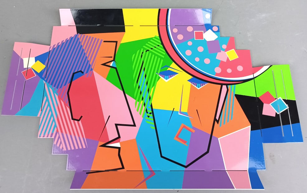 David Gerstein, Painted Metal Tray: David Gerstein, Painted Metal Tray 13 1/4"h x 20 3/4"w Condition: Some scratches and scuffs