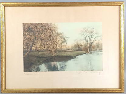 Wallace Nutting, Blossom Cove: Wallace Nutting, Blossom Cove Sight: 13"h x 22"w Condition: Some stains to mount.