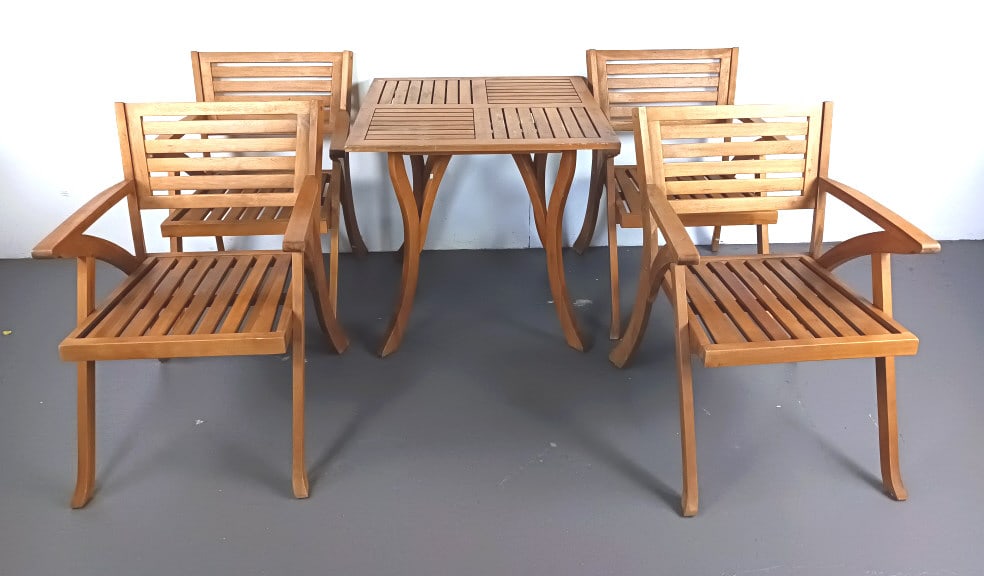 Acacia Wood Patio Table and Chairs (1 of 4)