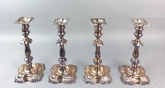 Set of 4 Silver Plated Candlesticks (1 of 5)