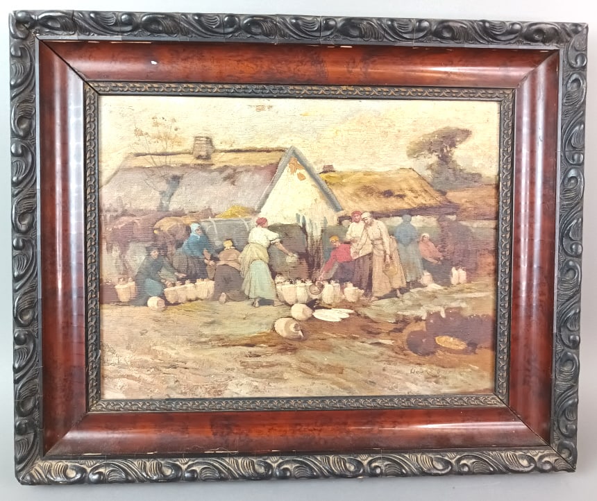 Hungarian Farm Scene Oil on Board (1 of 4)