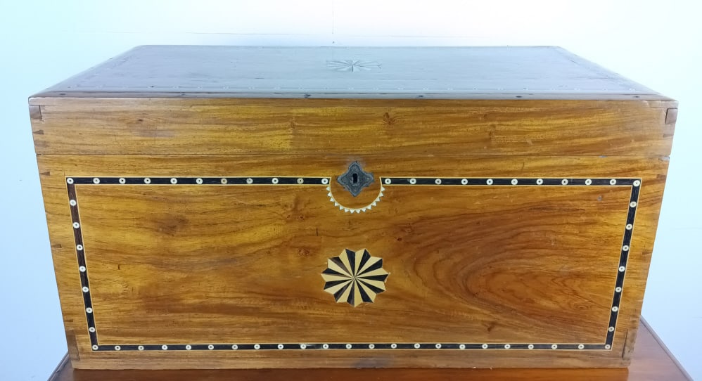 Nautical Hardwood & Inlaid Trunk (1 of 6)