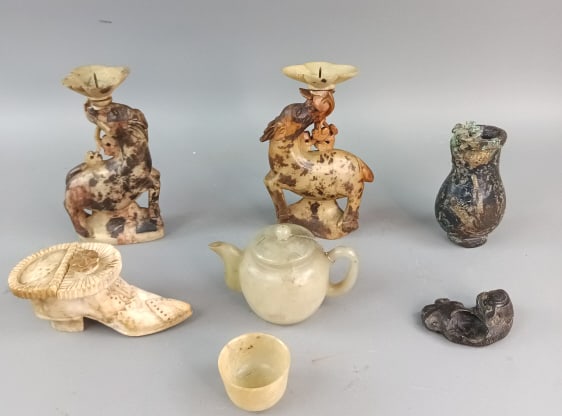 Asian Grouping of Jade and Soapstone Articles (1 of 16)