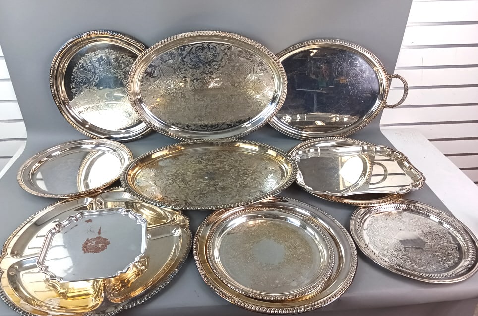 Group of 14 Silver Plate Trays (1 of 5)