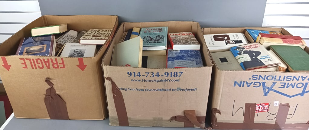 Three Boxes of Civil War Books and Others: Three Boxes of Civil War Books and Others. Condition: As is, as found.