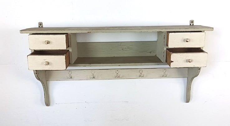Farmhouse Hanging Wall Shelf with Coat Rack (1 of 3)