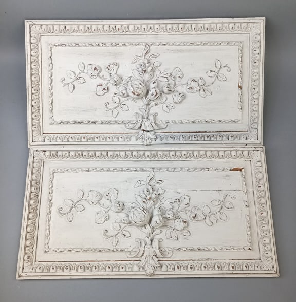 Pair of French White Painted Wall Plaques (1 of 6)