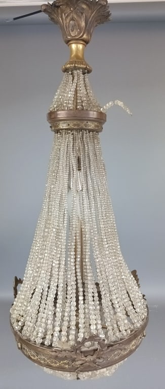 Empire Style Bronze and Beaded Chandelier (1 of 4)