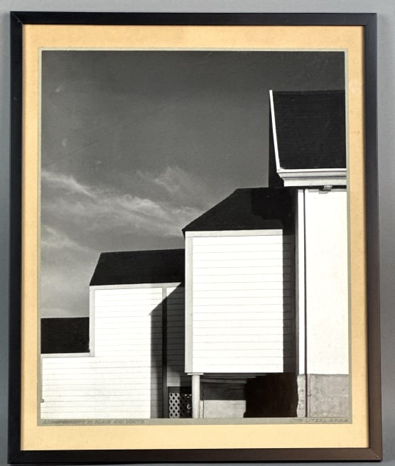 Otto Litzel Signed Photograph: Otto Litzel Signed Photograph. "Arrangement in Black and White". Signed (LR) Titled (LL) Sight: 17 1/4"h x 14 1/4"wCondition: Scratches and scuffs to frame and glass. Some dust under the glass.