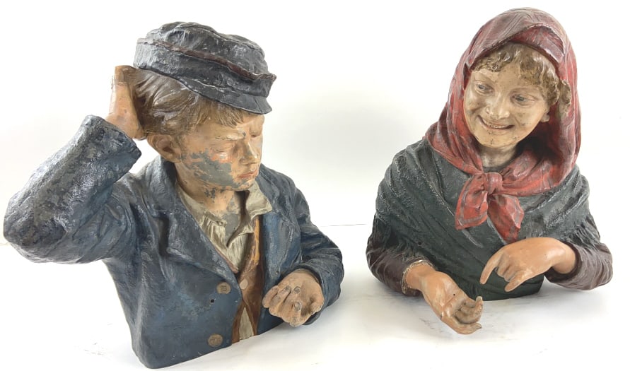 Pair of Louis Hottot painted metal figures (1 of 9)