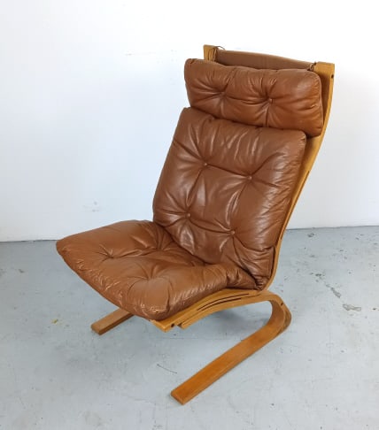 Attributed to Else & Nordahl Solheim Armchair: Attibuted to Else & Nordahl Solheim Leather Armchair for Rybo Furniture & Co. 1976. 39 1/2"h x 23 1/2"w x 24"d Condition: Overall wear to leather, scratches and scuffs.