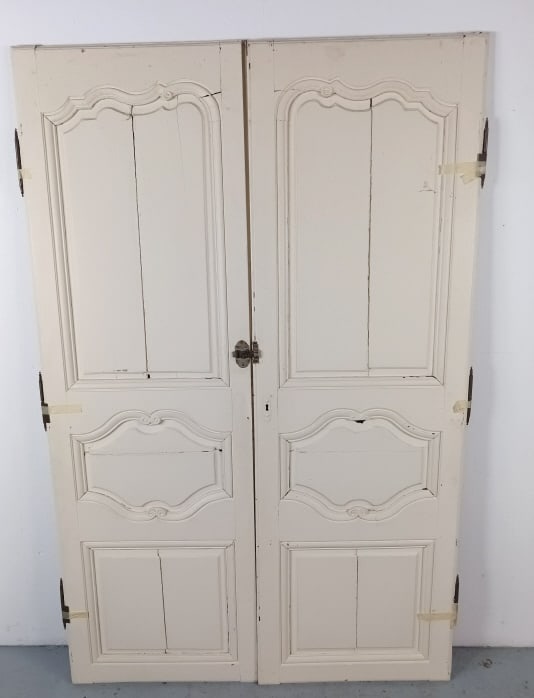 Pair of 19th C. French Painted Oak Doors (1 of 4)